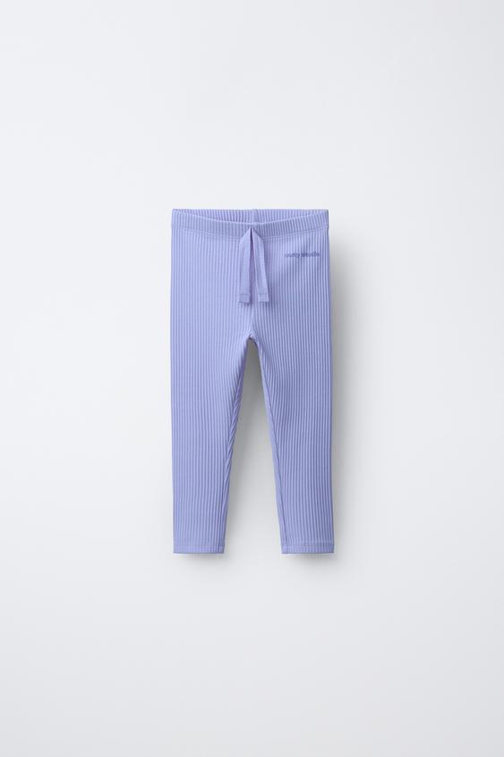 RIBBED LEGGINGS WITH DRAWSTRING - Pastel blue by Zara - Image 0