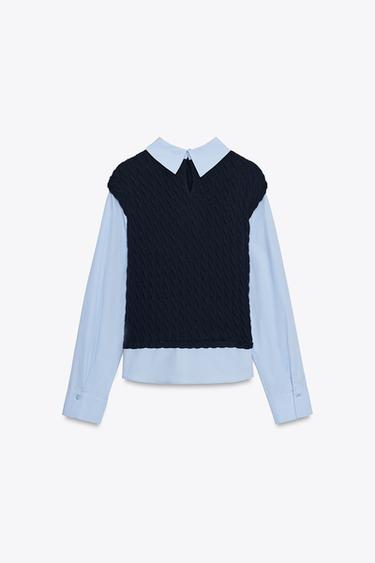 COMBINED POPLIN SHIRT - Navy blue by Zara - Image 6