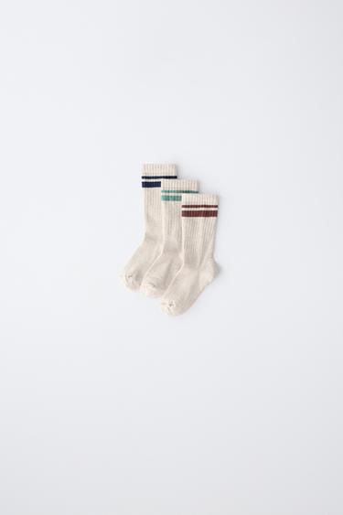 PACK TRES CALCETÍNS ALTOS RAIA DEPORTIVA - Beixe vigoré de Zara