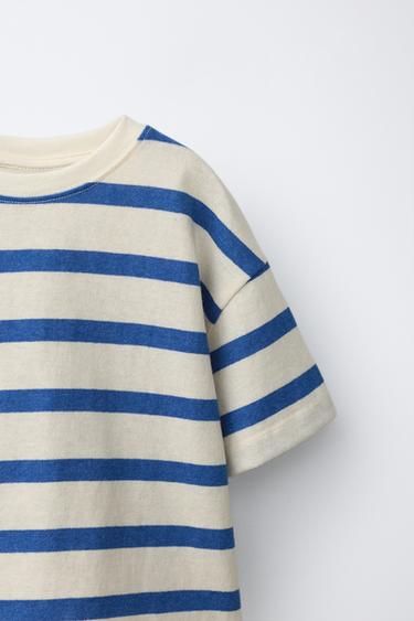 STRIPED T-SHIRT AND BERMUDA SHORTS SET - Navy / White by Zara - Image 2