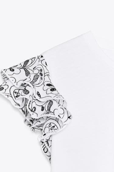 T-SHIRT WITH CONTRAST EMBROIDERY - White by Zara - Image 7