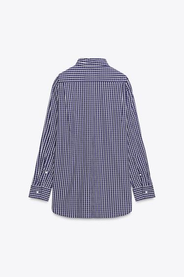 CHECK POPLIN SHIRT - Blue/White by Zara - Image 6