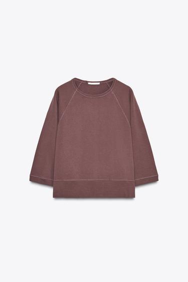 SUDADERA MANGA RANGLÁN - Rosado oscuro de Zara