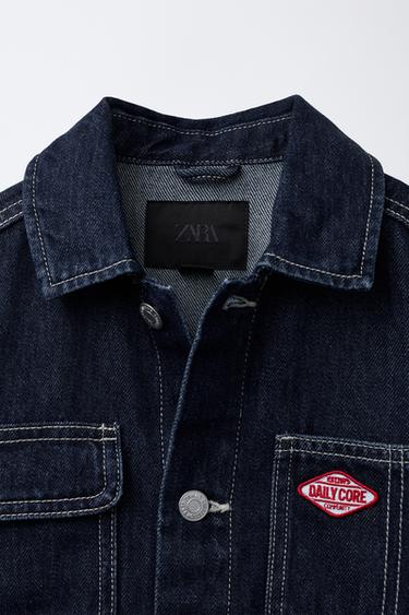 DENIM JACKET WITH LABEL - Navy blue by Zara - Image 2