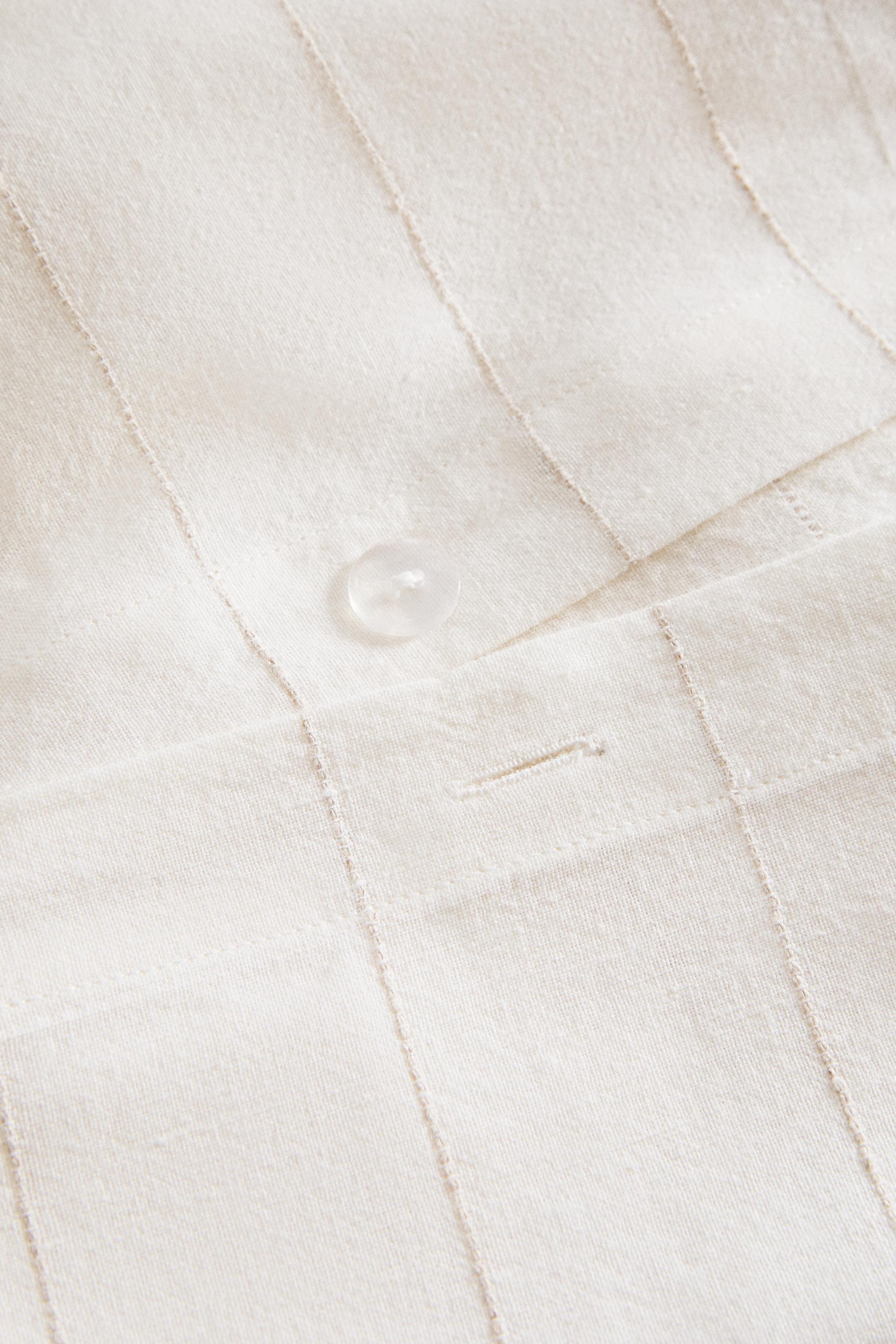 STRIPED COTTON LINEN FLAT SHEET