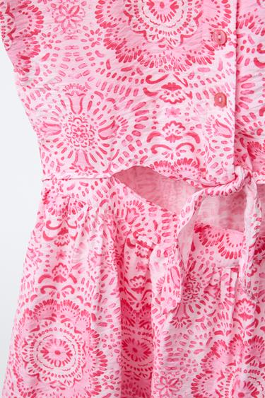 ROBE IMPRIMÉE NŒUD AJOURÉE - Rose de Zara - Image 3