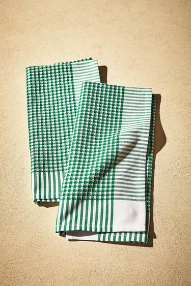 LOT TORCHONS DE CUISINE COTON WAFFLE (LOT DE 2) - Vert de Zara - Image 5