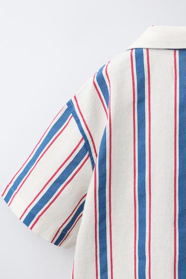 EMBROIDERED FISH STRIPE SHIRT - Ecru by Zara - Image 3
