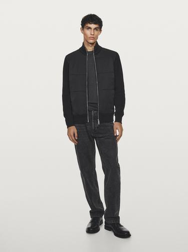 Zara Contrast knit puffer jacket - Black