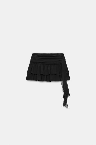 FALDA PANTALÓN VOLANTES - Negro de Zara