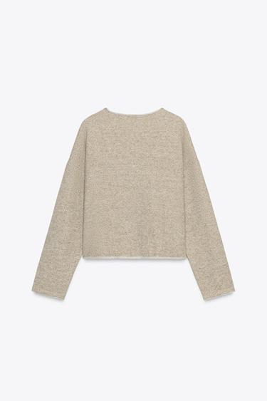 RUSTIC SWEATSHIRT WITH V-NECK - Tans by Zara - Image 5