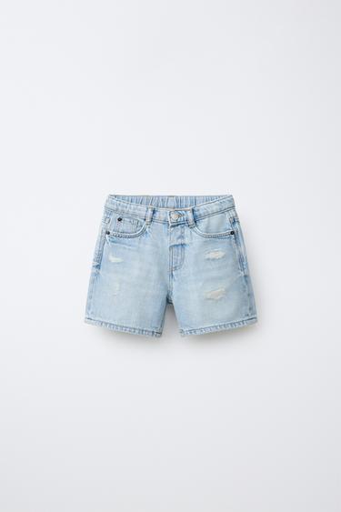BERMUDA DENIM BAGGY CON STRAPPI - Blu chiaro di Zara