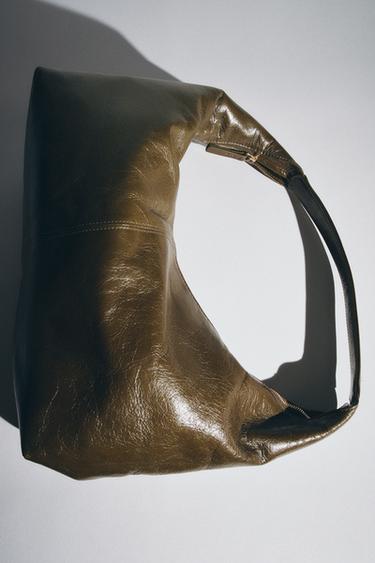 OVAL LEATHER HANDBAG - Green de Zara - Image 3