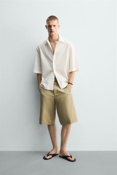Zara BOXY FIT TEXTURED SHIRT - Oyster-white - Image 0
