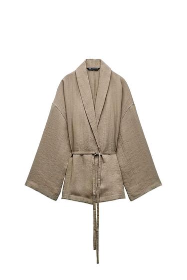 TEXTURED CROSSOVER KIMONO