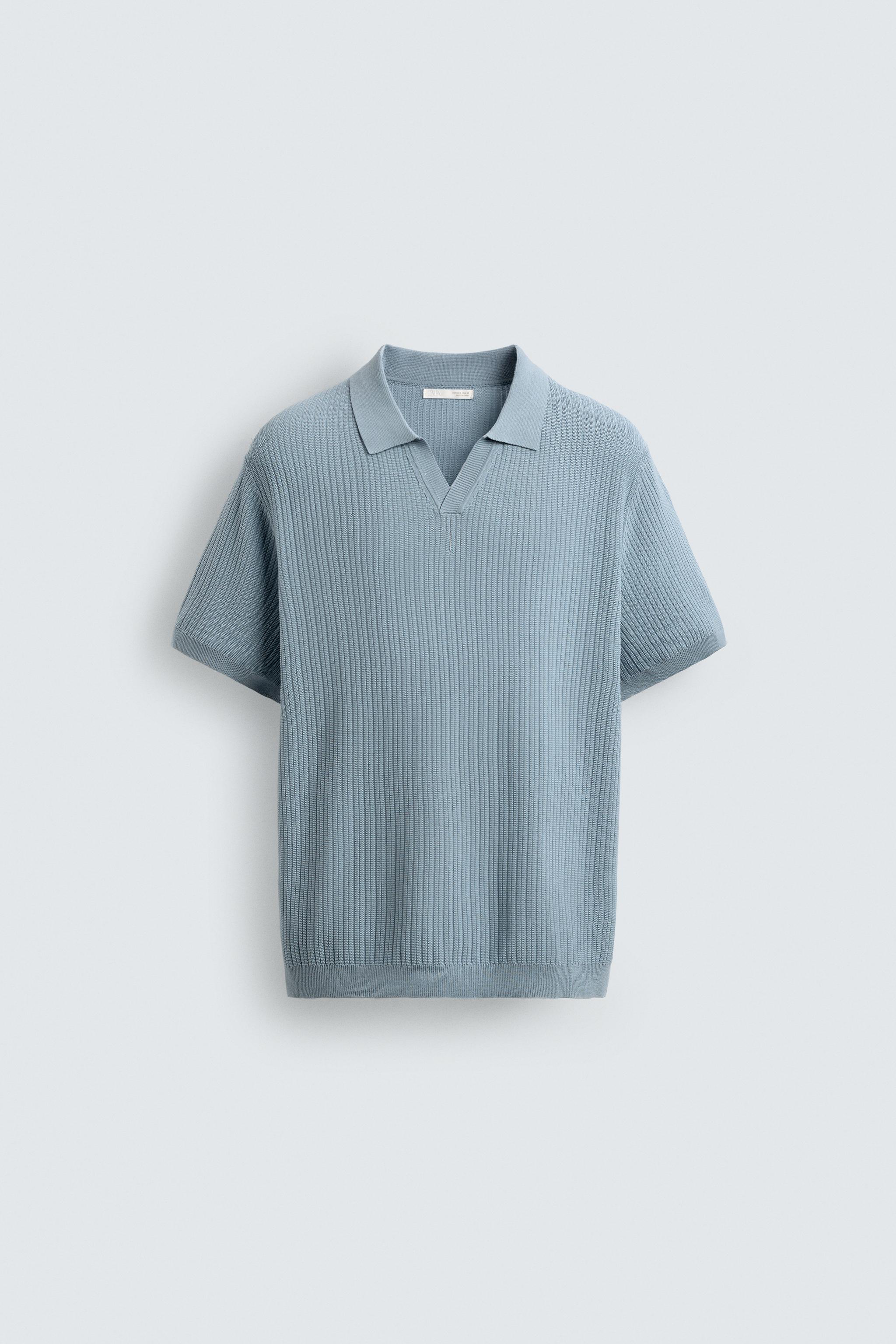 RIBBED KNIT POLO SHIRT - Navy blue | ZARA United States