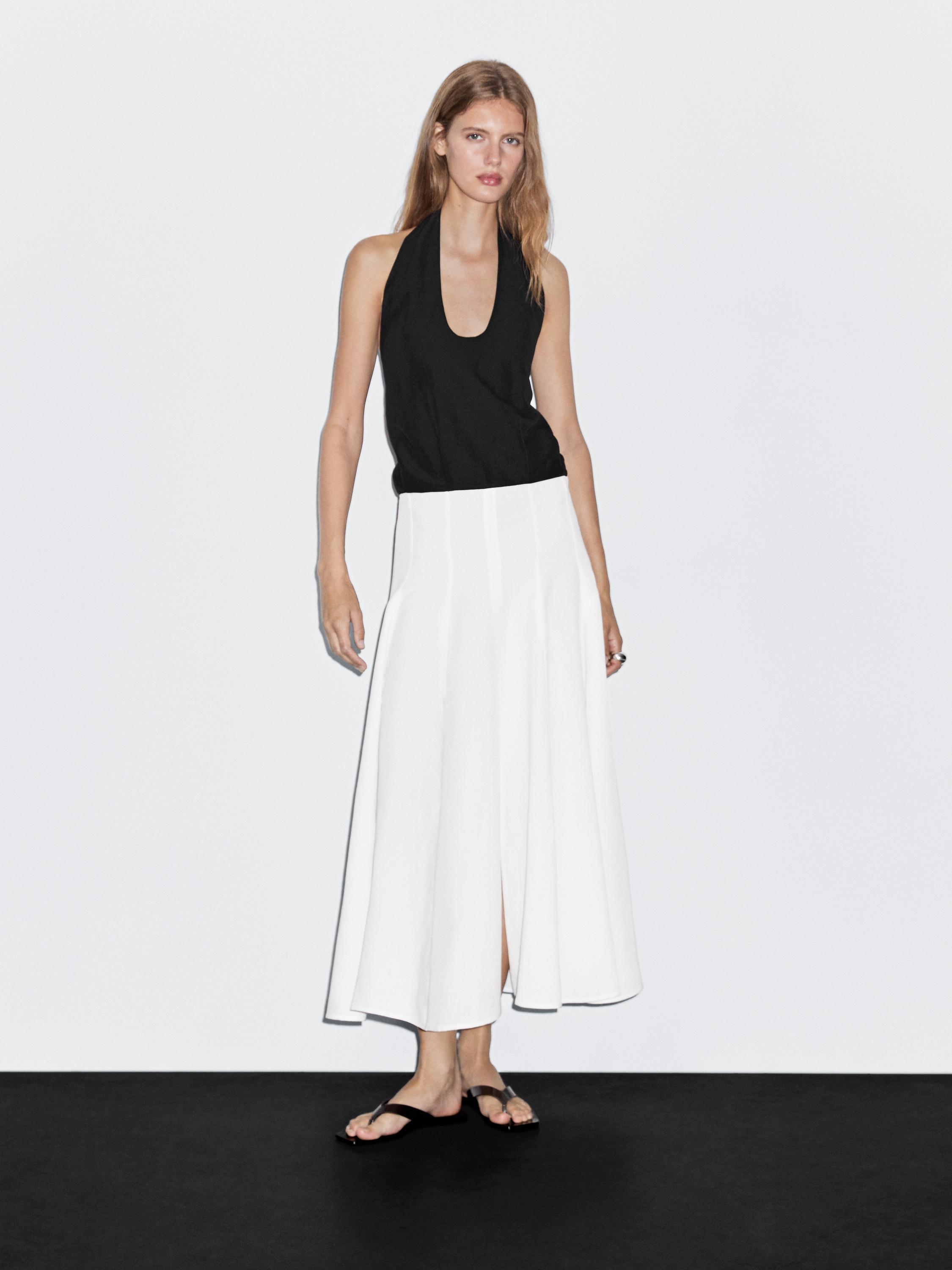 Robe longue contrastante