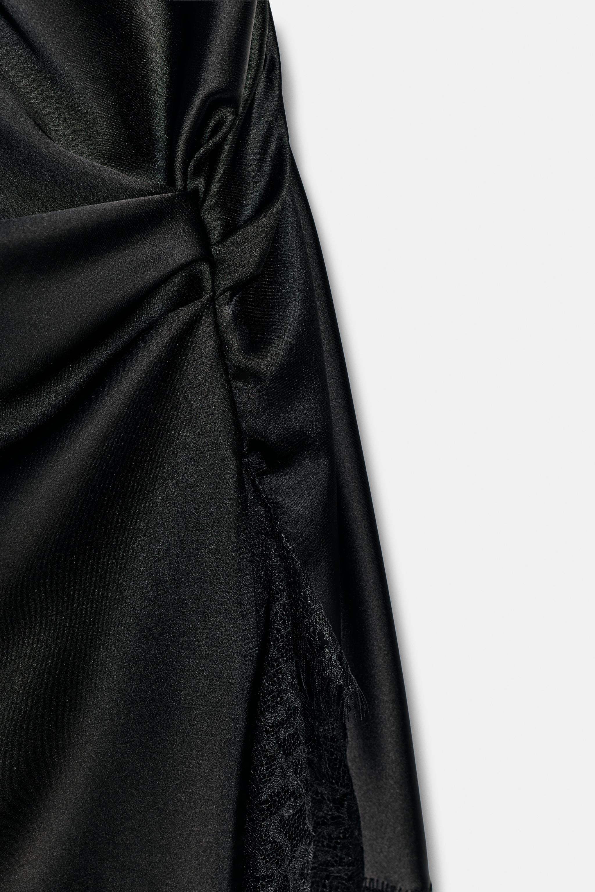 Женские платья Zara SATIN LACE HALTER DRESS — фото 10