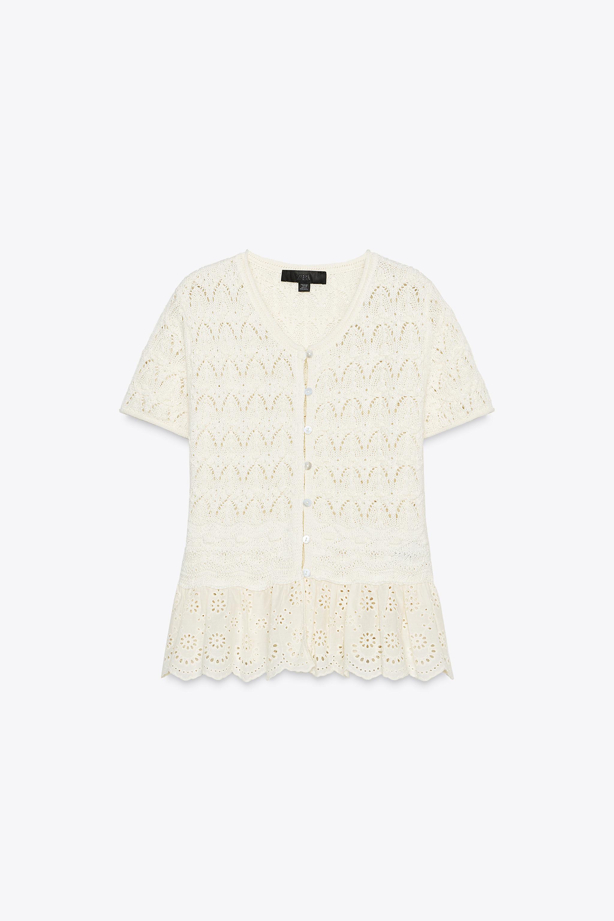 ROMANTIC COMBINATION KNIT TOP - Light beige | ZARA United States