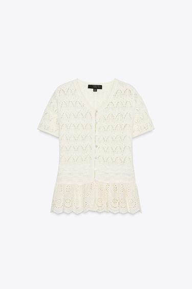 TOP ROMANTIQUE EN MAILLE EN MATIÈRES VARIÉES - Beige clair de Zara - Image 4