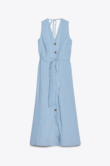 VESTIDO MIDI RAYAS - Azul / Blanco de Zara