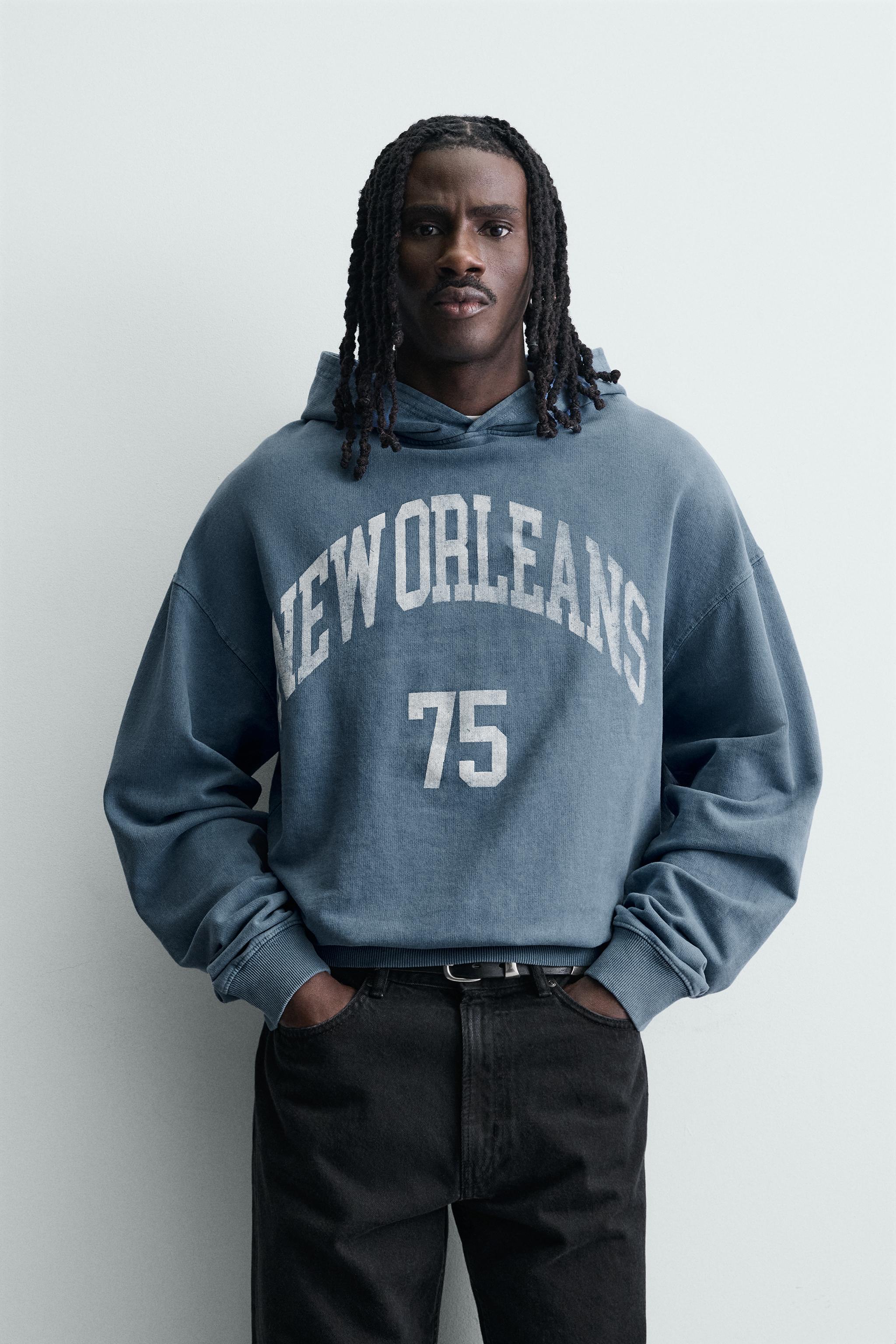 WASHED PRINTED TEXT SWEATSHIRT