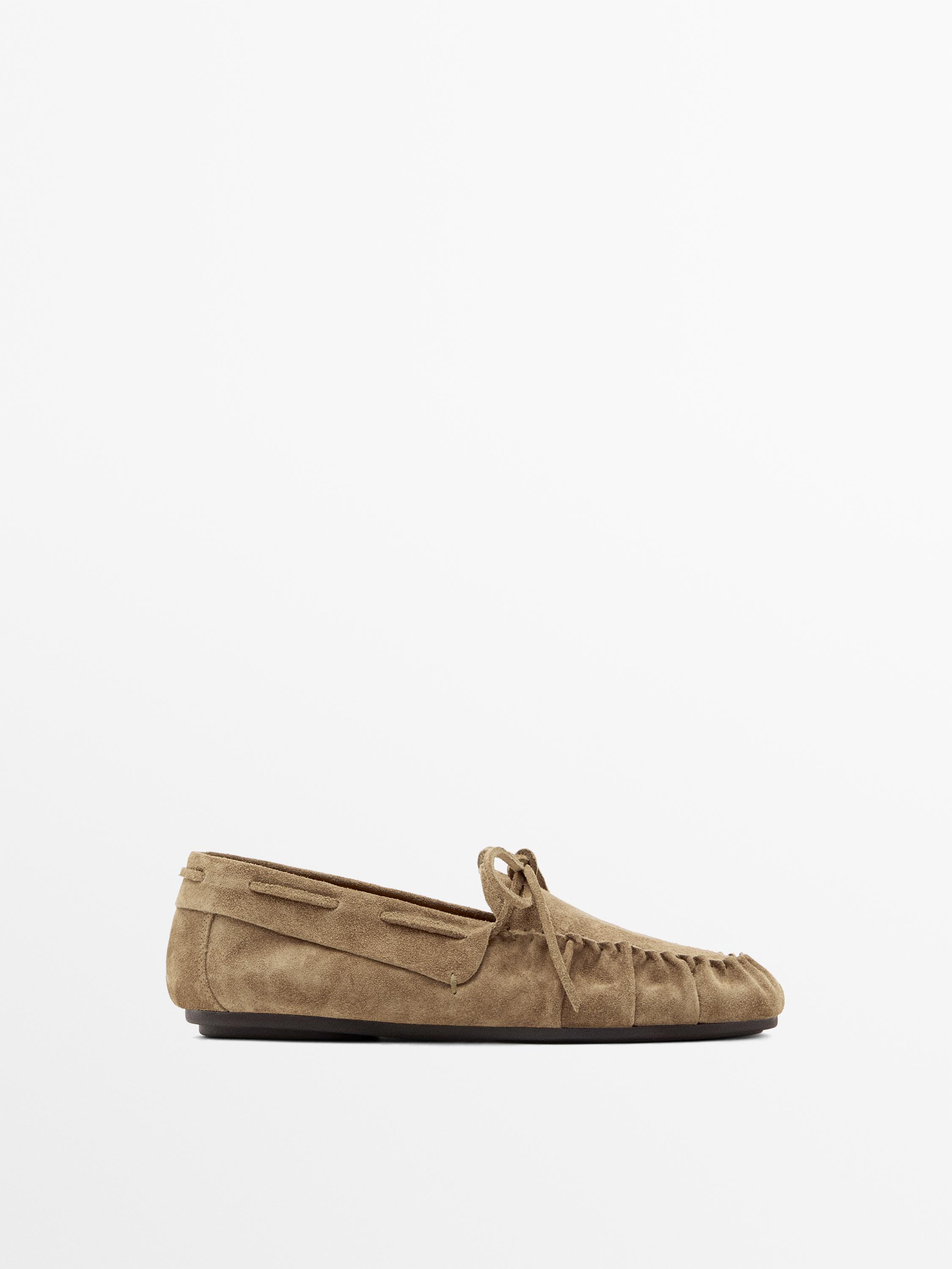 Soft leather loafers with gathered detail — 1-712