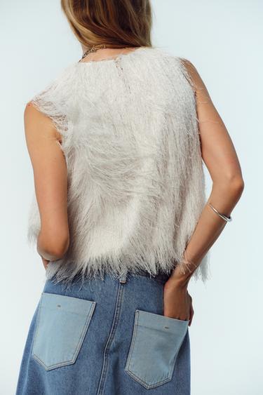 FRINGED CROP TOP - Ecru by Zara - Image 3