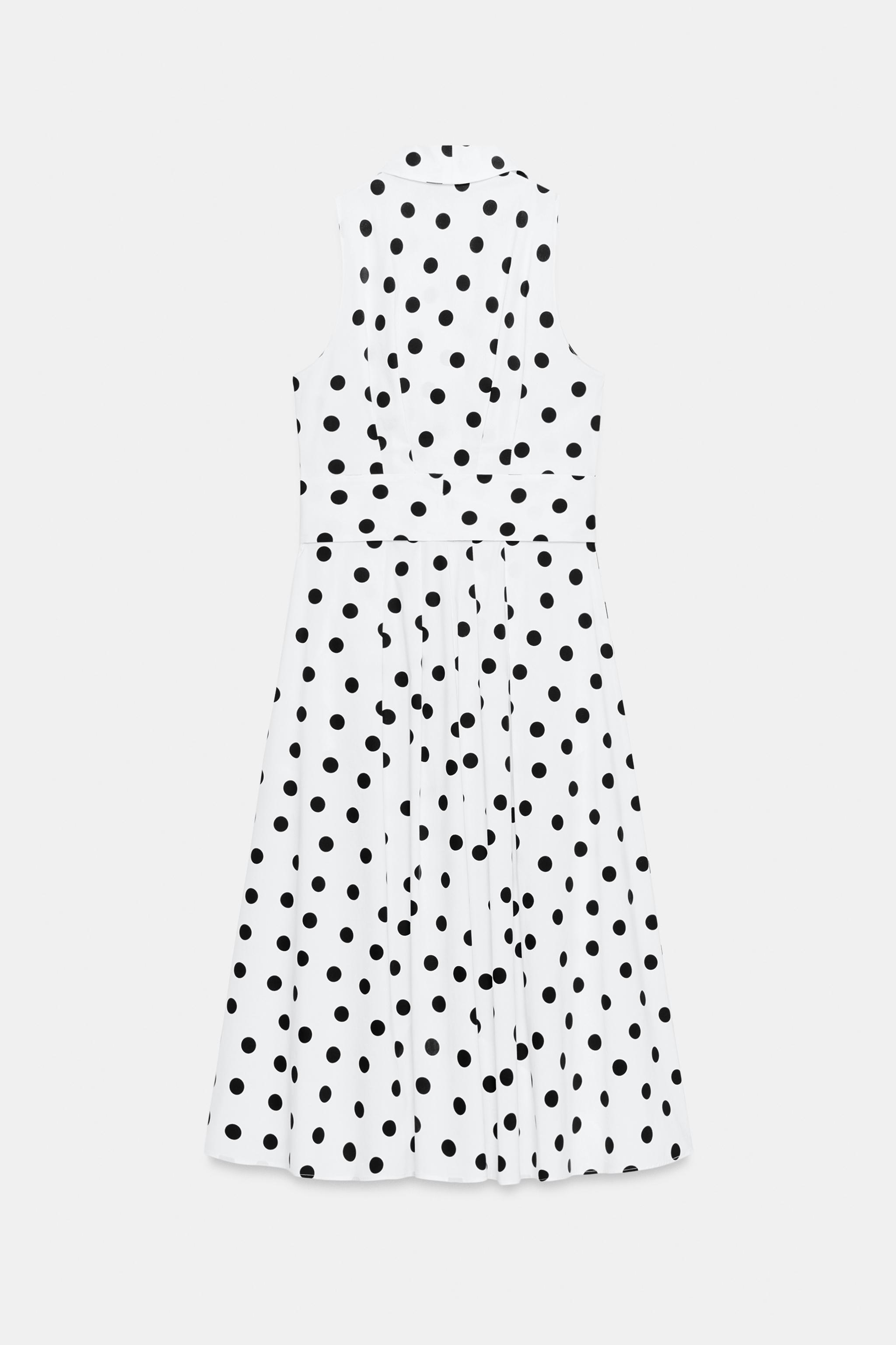 Женские платья Zara POLKA DOT POPLIN MIDI DRESS — фото 8