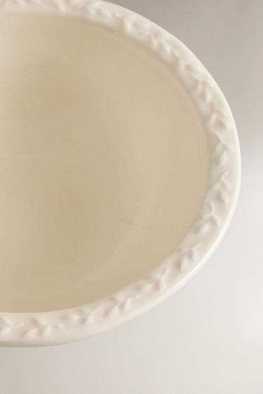 EARTHENWARE BOWL WITH RAISED-DESIGN EDGE - Cream by Zara - Image 2