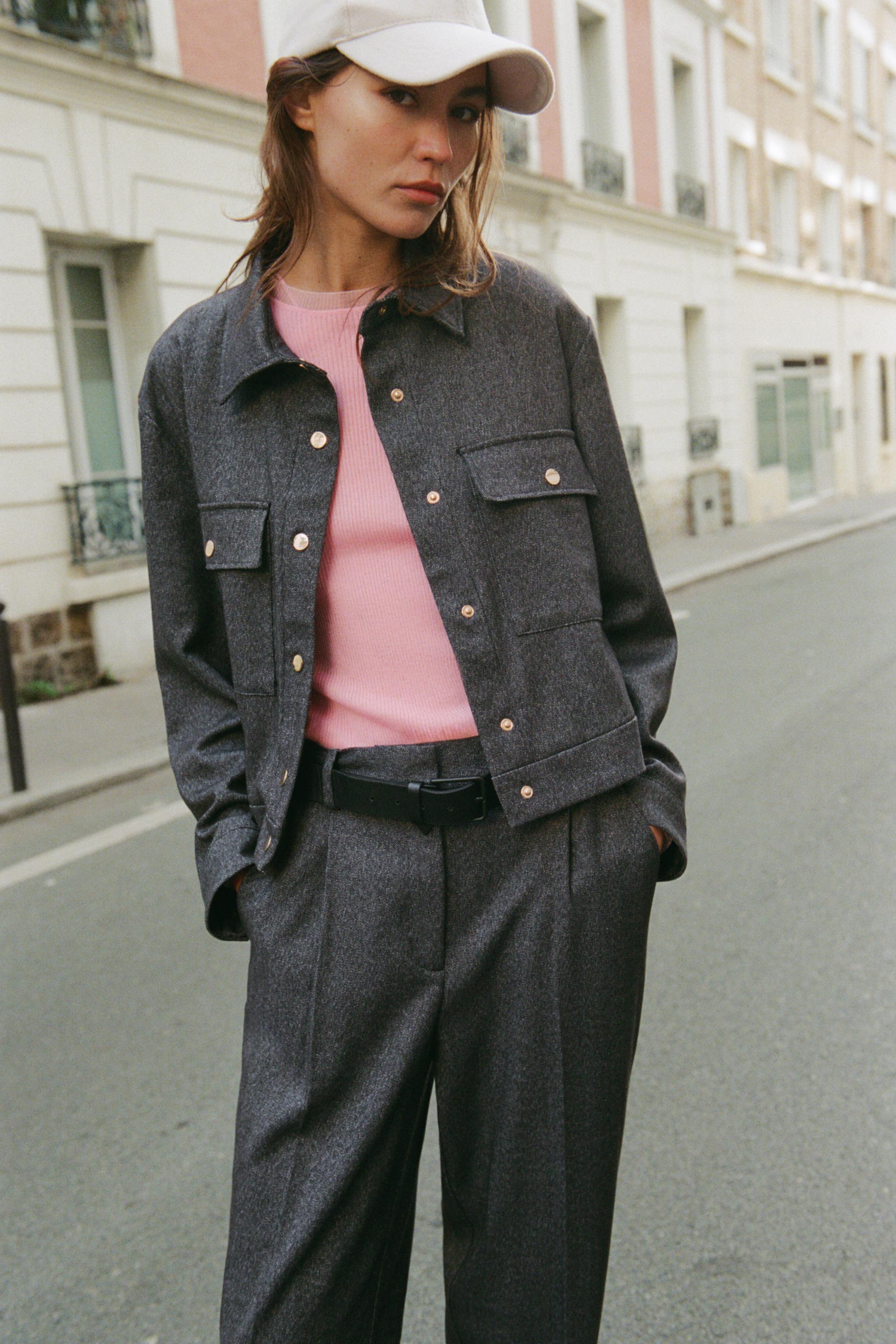 HERRINGBONE STRAIGHT LEG PANTS