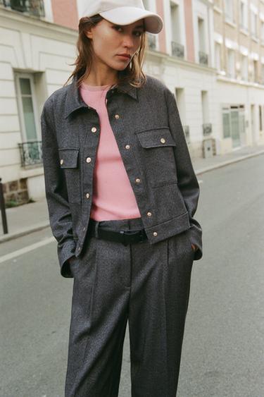 HERRINGBONE STRAIGHT-LEG TROUSERS - Grey by Zara - Image 2