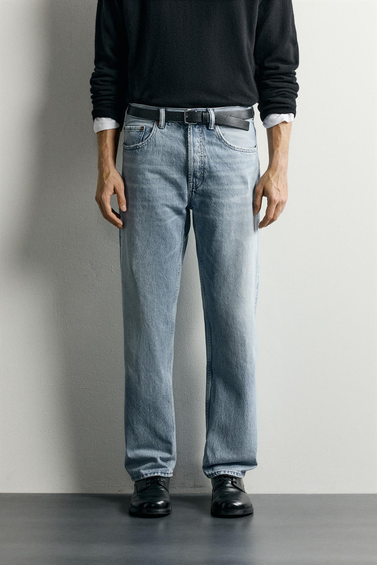 STRAIGHT-FIT JEANS — Blue