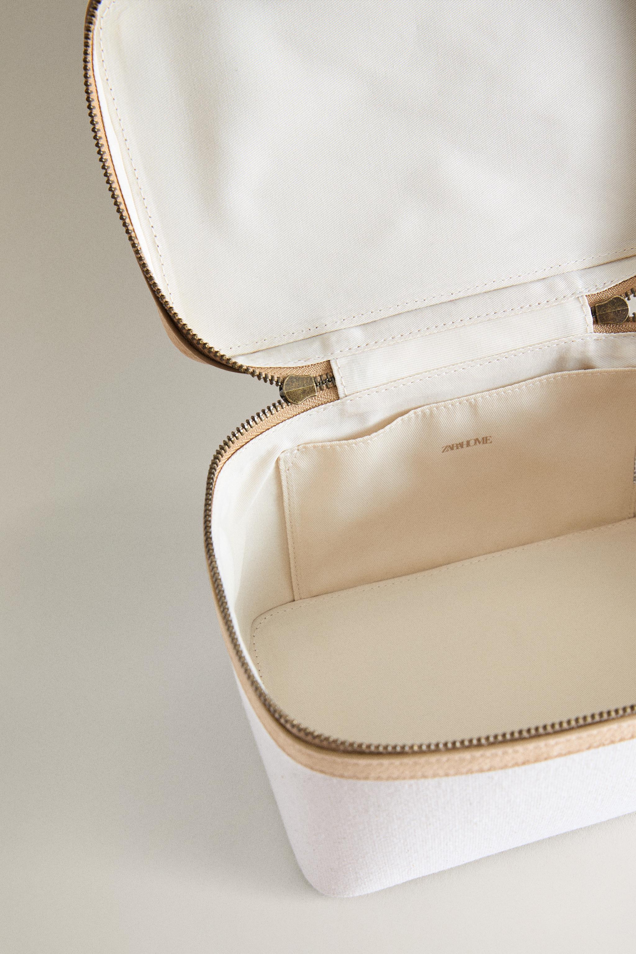 RIGID CANVAS LEATHER MAKEUP BAG