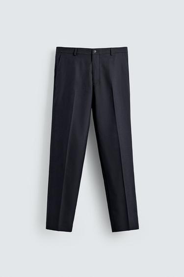 Zara HOUNDSTOOTH SUIT PANTS - Navy blue