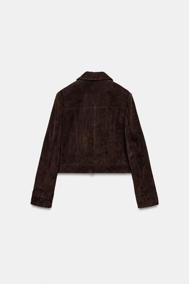 100% SUEDE LEATHER JACKET - Dark brown by Zara - Image 8