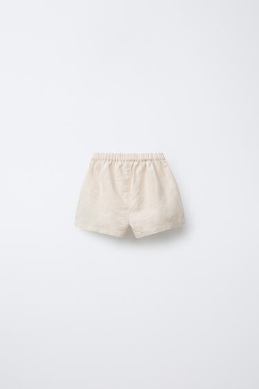 SHORT AVEC LIN - Beige clair de Zara - Image 1