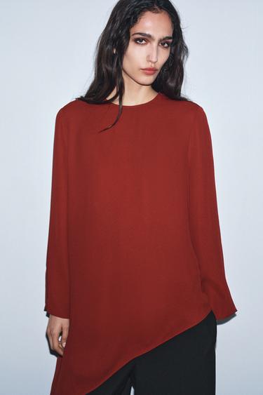 ZW COLLECTION ASYMMETRIC FLOWY TOP - Terracotta by Zara