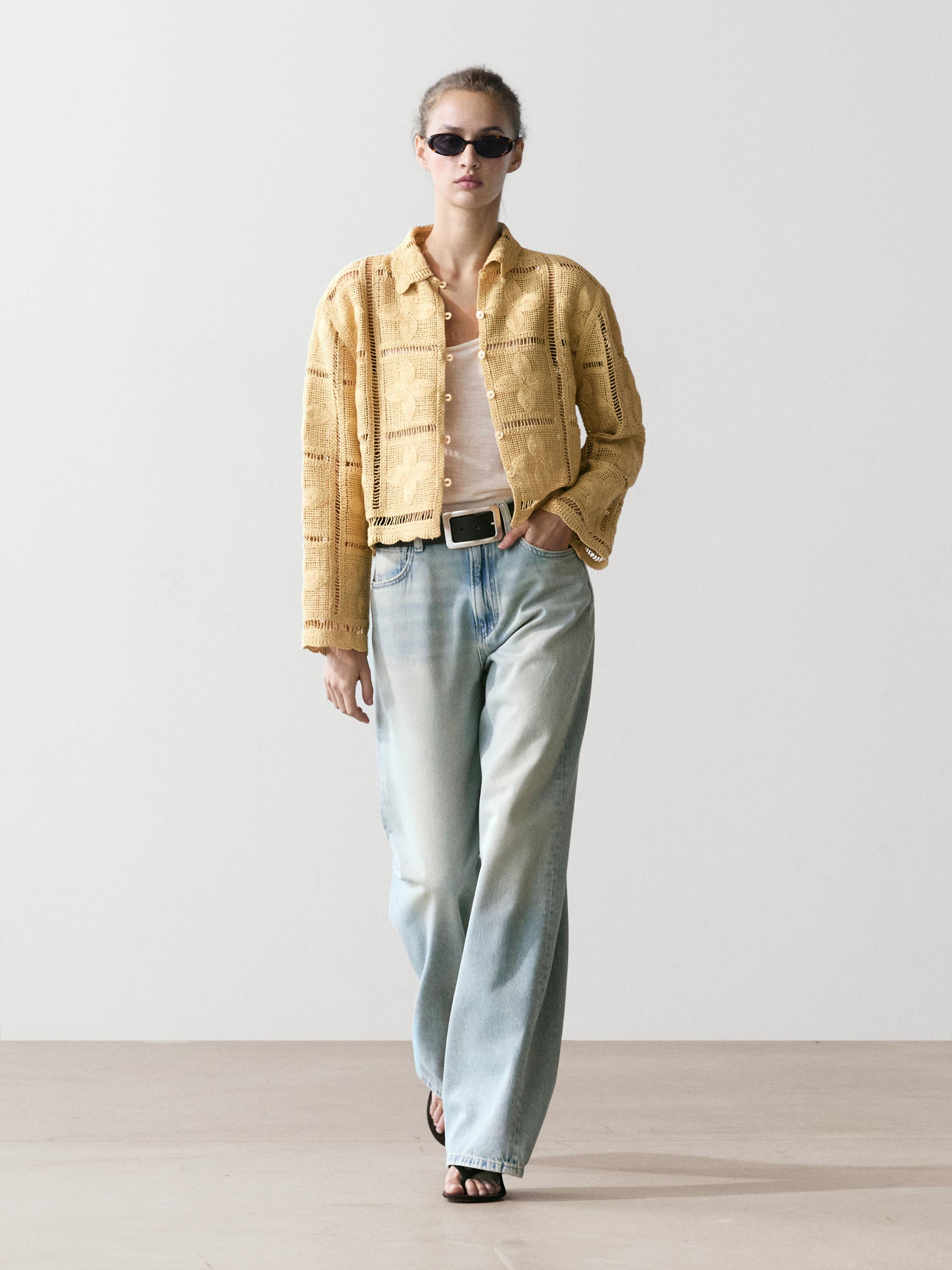 Veste en maille ajourée au crochet