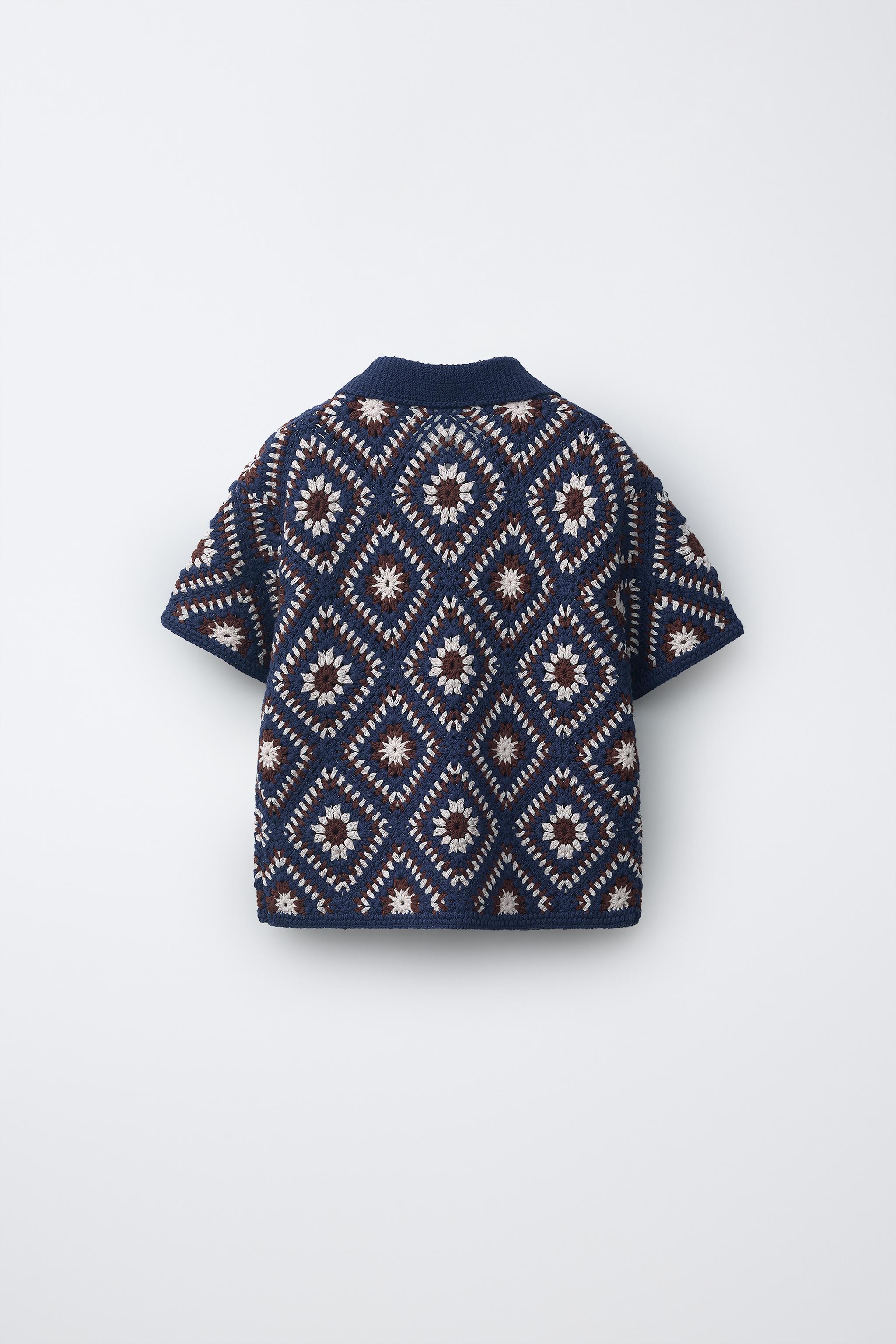DIAMOND CROCHET KNIT SHIRT - Bluish | ZARA United States