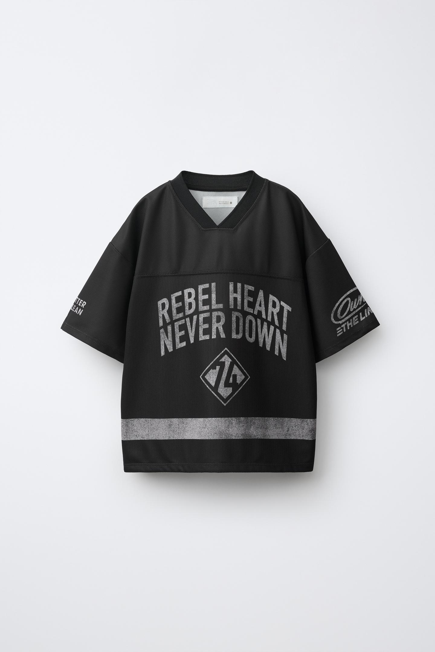 Детская футболка Zara Text Print Mesh, цвет: Чёрный — фото 1