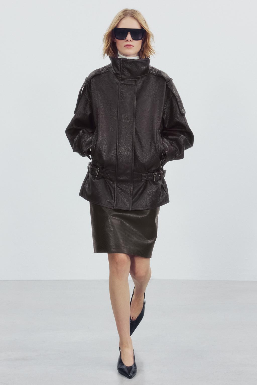 ZW COLLECTION LEATHER EFFECT BIKER JACKET