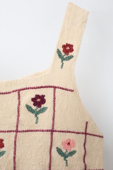 TOP EN MAILLE À FLEURS - Écru moyen de Zara - Image 2