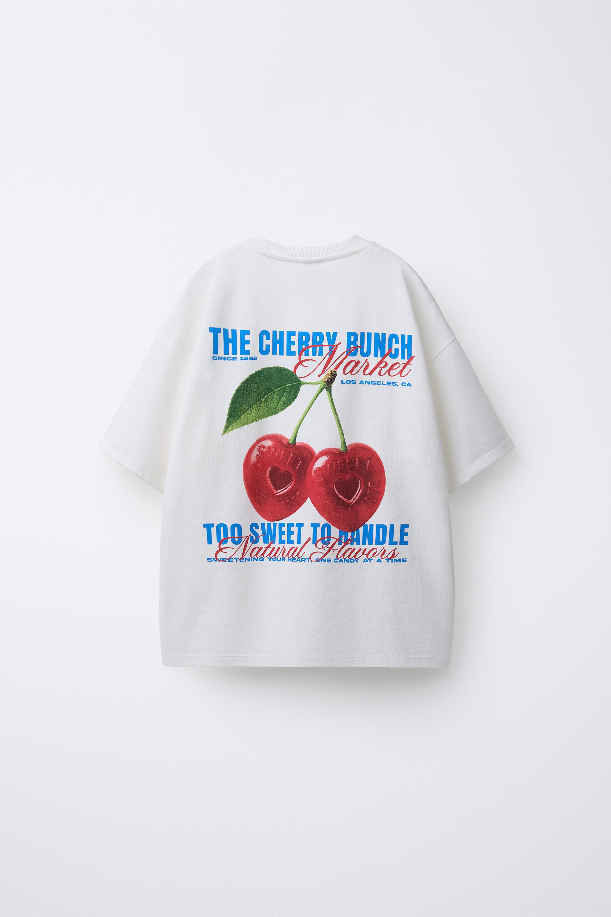 T-SHIRT IMPRIMÉ CERISES ET CARAMEL