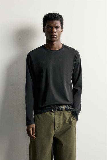 LONG SLEEVE SLIM FIT BASIC T-SHIRT — Black 2