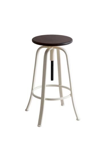 TABOURET PIVOTANT BOIS ET MÉTAL - Crème de Zara