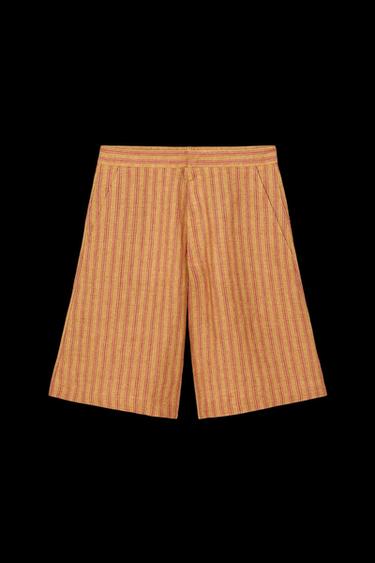 BERMUDA-LEINEN-SHORTS MIT STREIFEN – LIMITED EDITION - Orange / Gelb von Zara - Bild 0