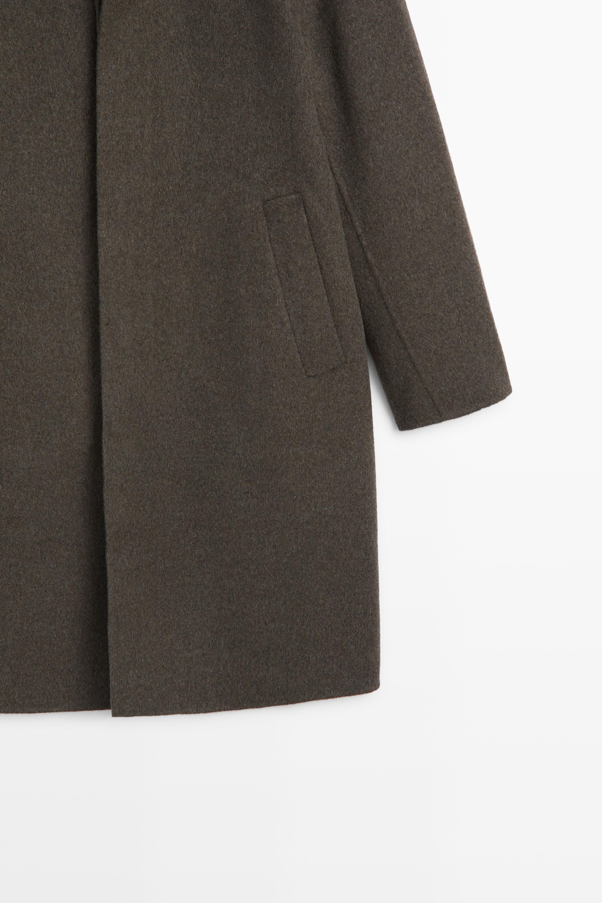 Manteau long tissu double laine mélangée