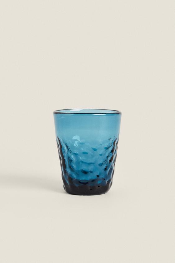 HAMMERED GLASS TUMBLER Blue ZARA United Kingdom