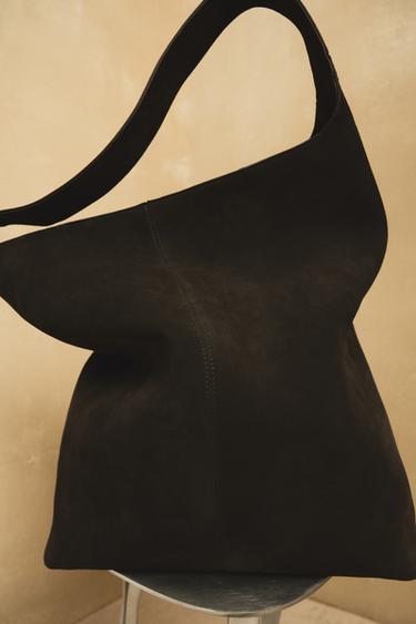 LEATHER SHOPPER BAG - Brown by Zara